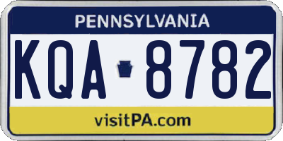 PA license plate KQA8782