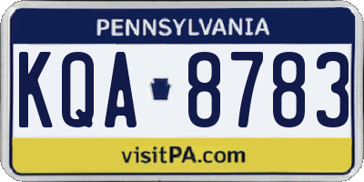 PA license plate KQA8783