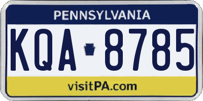 PA license plate KQA8785