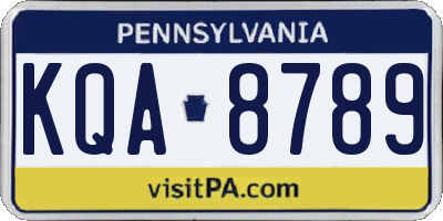 PA license plate KQA8789