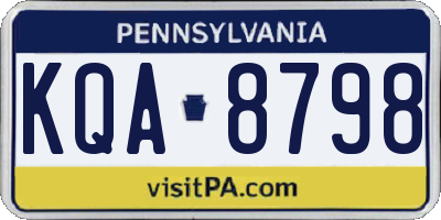 PA license plate KQA8798