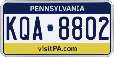 PA license plate KQA8802