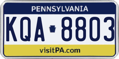 PA license plate KQA8803
