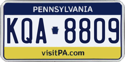PA license plate KQA8809