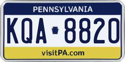 PA license plate KQA8820