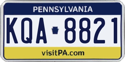 PA license plate KQA8821