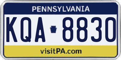 PA license plate KQA8830