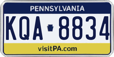 PA license plate KQA8834