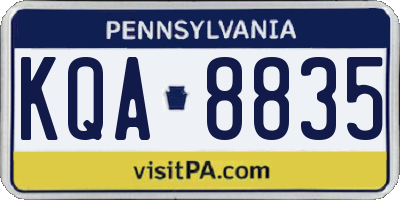 PA license plate KQA8835