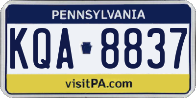 PA license plate KQA8837
