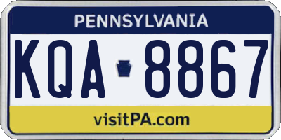 PA license plate KQA8867