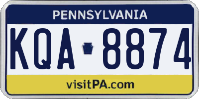 PA license plate KQA8874
