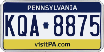 PA license plate KQA8875