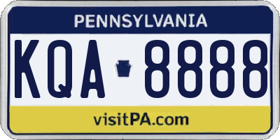 PA license plate KQA8888