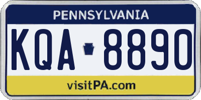 PA license plate KQA8890