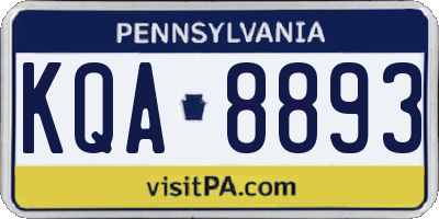 PA license plate KQA8893