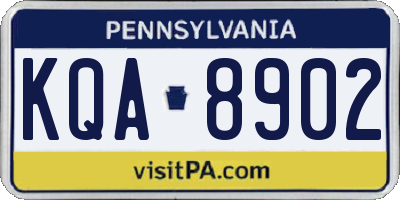 PA license plate KQA8902