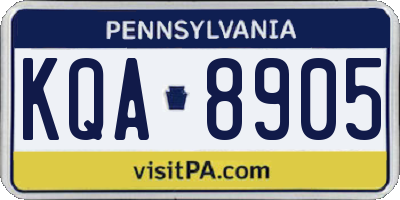 PA license plate KQA8905