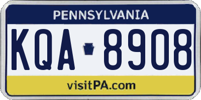 PA license plate KQA8908