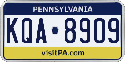 PA license plate KQA8909