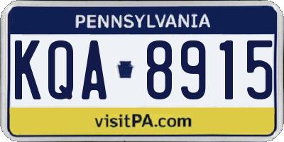 PA license plate KQA8915