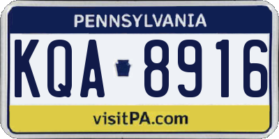 PA license plate KQA8916