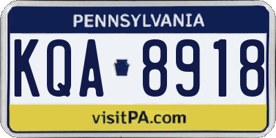 PA license plate KQA8918