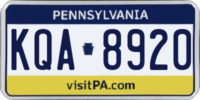 PA license plate KQA8920
