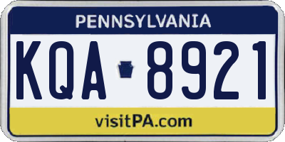 PA license plate KQA8921
