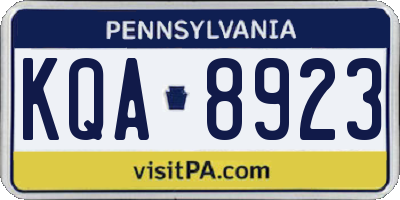 PA license plate KQA8923