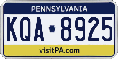 PA license plate KQA8925