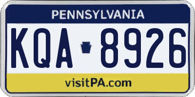 PA license plate KQA8926