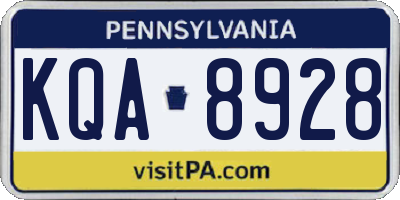 PA license plate KQA8928