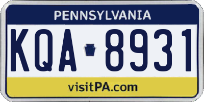 PA license plate KQA8931