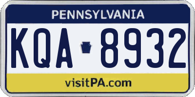 PA license plate KQA8932