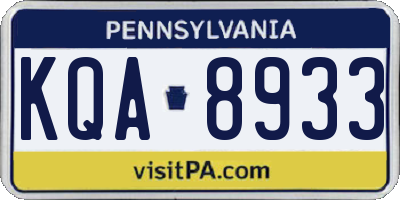 PA license plate KQA8933