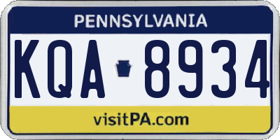 PA license plate KQA8934