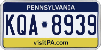 PA license plate KQA8939
