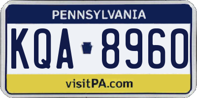PA license plate KQA8960
