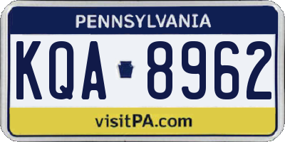 PA license plate KQA8962