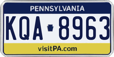 PA license plate KQA8963