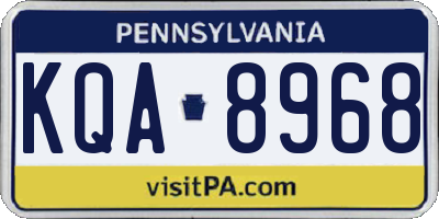 PA license plate KQA8968