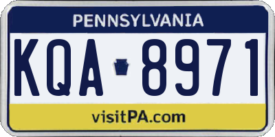 PA license plate KQA8971