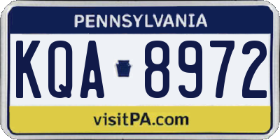 PA license plate KQA8972