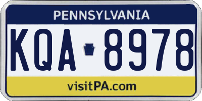 PA license plate KQA8978