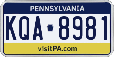 PA license plate KQA8981