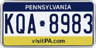 PA license plate KQA8983