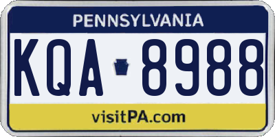 PA license plate KQA8988