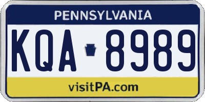 PA license plate KQA8989