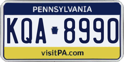 PA license plate KQA8990